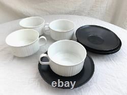 Rosenthal Coffee Cup Saucer x4 Sets Studio Tapio Wirkkala Black + White Vintage