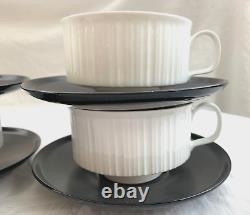 Rosenthal Coffee Cup Saucer x4 Sets Studio Tapio Wirkkala Black + White Vintage