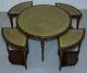 Round Coffee Table With Set 4 Nest Tables Under Mahogany Green Leather Tops