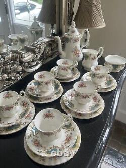 Royal Albert Berkeley Coffee Pot Cup Saucer Trios Milk Sugar 21 Pieces