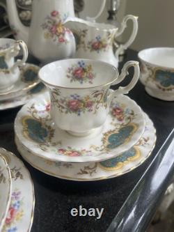 Royal Albert Berkeley Coffee Pot Cup Saucer Trios Milk Sugar 21 Pieces