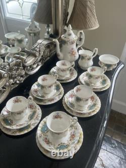 Royal Albert Berkeley Coffee Pot Cup Saucer Trios Milk Sugar 21 Pieces