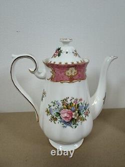 Royal Albert Lady Carlyle Coffee Set x 6 Teapot Milk Jug Cake Plate Vintage Pink