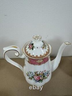 Royal Albert Lady Carlyle Coffee Set x 6 Teapot Milk Jug Cake Plate Vintage Pink