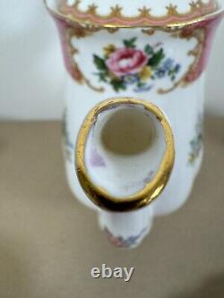 Royal Albert Lady Carlyle Coffee Set x 6 Teapot Milk Jug Cake Plate Vintage Pink