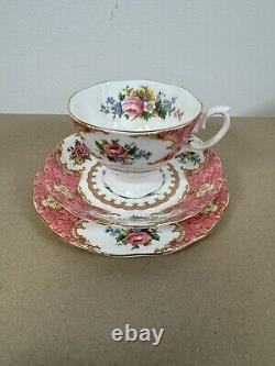 Royal Albert Lady Carlyle Coffee Set x 6 Teapot Milk Jug Cake Plate Vintage Pink
