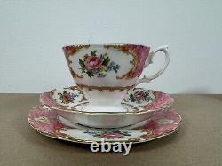 Royal Albert Lady Carlyle Coffee Set x 6 Teapot Milk Jug Cake Plate Vintage Pink