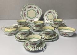 Royal Albert PRUDENCE Green 21 Piece Tea Set Vintage