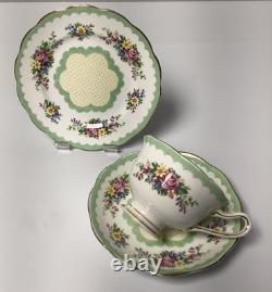Royal Albert PRUDENCE Green 21 Piece Tea Set Vintage