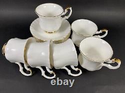 Royal Albert Porcelain Set of Six Coffee Cups & Saucers Val Dor