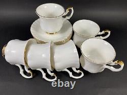 Royal Albert Porcelain Set of Six Coffee Cups & Saucers Val Dor