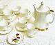 Royal Albert Val D'or White Gold Coffee Set Cups Saucers Vintage Bone China