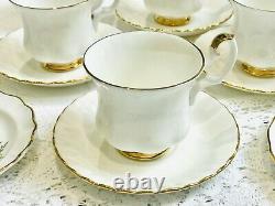 Royal Albert Val D'Or White Gold Coffee Set Cups Saucers Vintage bone china