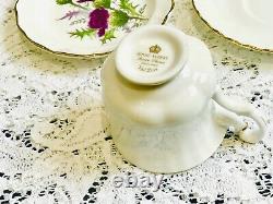 Royal Albert Val D'Or White Gold Coffee Set Cups Saucers Vintage bone china