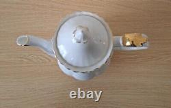 Royal Albert Val Dor Bone China Coffee Set White Gold Trim 15 Pieces Vtg Used