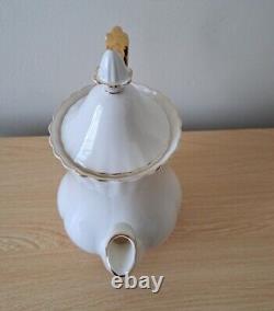 Royal Albert Val Dor Bone China Coffee Set White Gold Trim 15 Pieces Vtg Used