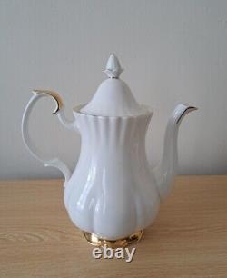Royal Albert Val Dor Bone China Coffee Set White Gold Trim 15 Pieces Vtg Used