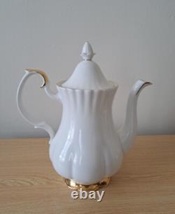 Royal Albert Val Dor Bone China Coffee Set White Gold Trim 15 Pieces Vtg Used