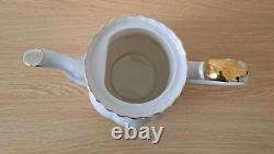 Royal Albert Val Dor Bone China Coffee Set White Gold Trim 15 Pieces Vtg Used
