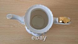 Royal Albert Val Dor Bone China Coffee Set White Gold Trim 15 Pieces Vtg Used