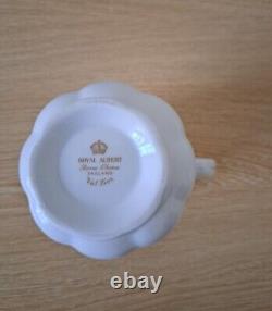 Royal Albert Val Dor Bone China Coffee Set White Gold Trim 15 Pieces Vtg Used