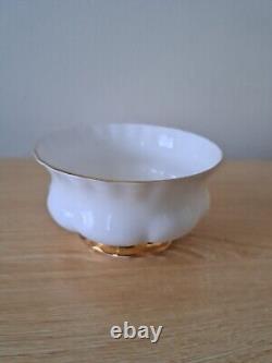 Royal Albert Val Dor Bone China Coffee Set White Gold Trim 15 Pieces Vtg Used