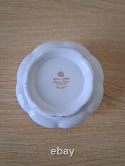 Royal Albert Val Dor Bone China Coffee Set White Gold Trim 15 Pieces Vtg Used