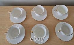 Royal Albert Val Dor Bone China Coffee Set White Gold Trim 15 Pieces Vtg Used