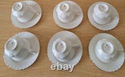 Royal Albert Val Dor Bone China Coffee Set White Gold Trim 15 Pieces Vtg Used