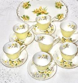 Royal Albert Yellow Coffee Set Cups Saucers Vintage bone china