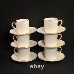 Royal Cauldon Set of 6 Cups & Saucers Coffee Can Shape Gold on White 1950-1962