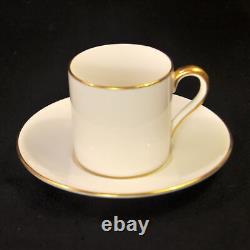 Royal Cauldon Set of 6 Cups & Saucers Coffee Can Shape Gold on White 1950-1962