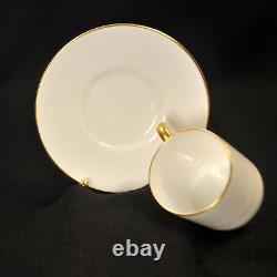 Royal Cauldon Set of 6 Cups & Saucers Coffee Can Shape Gold on White 1950-1962