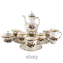 Royal Copenhagen Coffee Service for Six Brown Rose Pattern 688 Complete Vintage