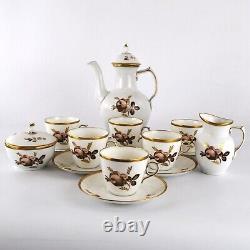 Royal Copenhagen Coffee Service for Six Brown Rose Pattern 688 Complete Vintage