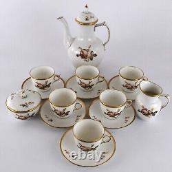Royal Copenhagen Coffee Service for Six Brown Rose Pattern 688 Complete Vintage