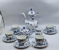 Royal Copenhagen Vintage Blue Fluted Plain Coffee set consisting of a Coffee Pot