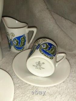 Royal Crown Demitasse Butterfly 4 Cups Saucers Sugar Creamer Coffee Pot Japan