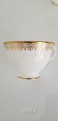 Royal Doulton GOLD LACE Coffee Tea Cups & Saucers Set Of 5