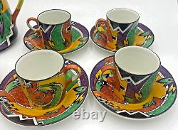 Royal Winton Grimwades Jazz Coffee Set Ca. 1925 Art Deco Vintage Damage