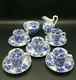 Royal Worcester 1930's Blue And White Gold Gilded Part Coffee Set