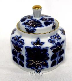 Russian Vintage Hand Painted Lomonosov Porcelain Coffee Set Royal Blue #89