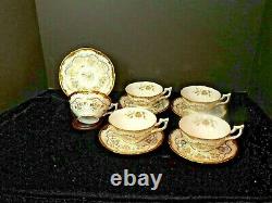 SET/5 Royal Cauldon KINGS'S PLATE GOLD Bone China 2 Tea Coffee Cup & Saucer