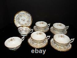 SET/5 Royal Cauldon KINGS'S PLATE GOLD Bone China 2 Tea Coffee Cup & Saucer