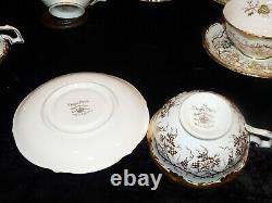 SET/5 Royal Cauldon KINGS'S PLATE GOLD Bone China 2 Tea Coffee Cup & Saucer