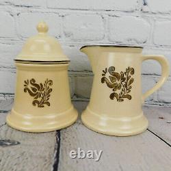 SET FOR 8 VTG Pfaltzgraff Village Coffee/Tea Pot, Sugar Bowl, Creamer, Plates, +