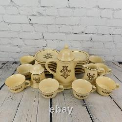 SET FOR 8 VTG Pfaltzgraff Village Coffee/Tea Pot, Sugar Bowl, Creamer, Plates, +