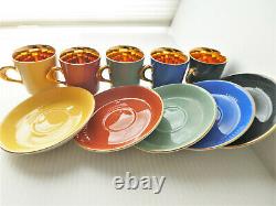 Scandinavian Mid Century Demitasse Coffee Set of 5 Cups and Saucers by Figgjo Fl