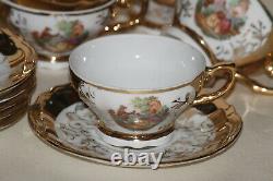 Service café porcelaine ancienne or rococo Italy Vintage Gold Mocca Coffee Set