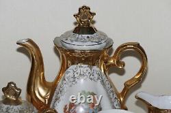 Service café porcelaine ancienne or rococo Italy Vintage Gold Mocca Coffee Set